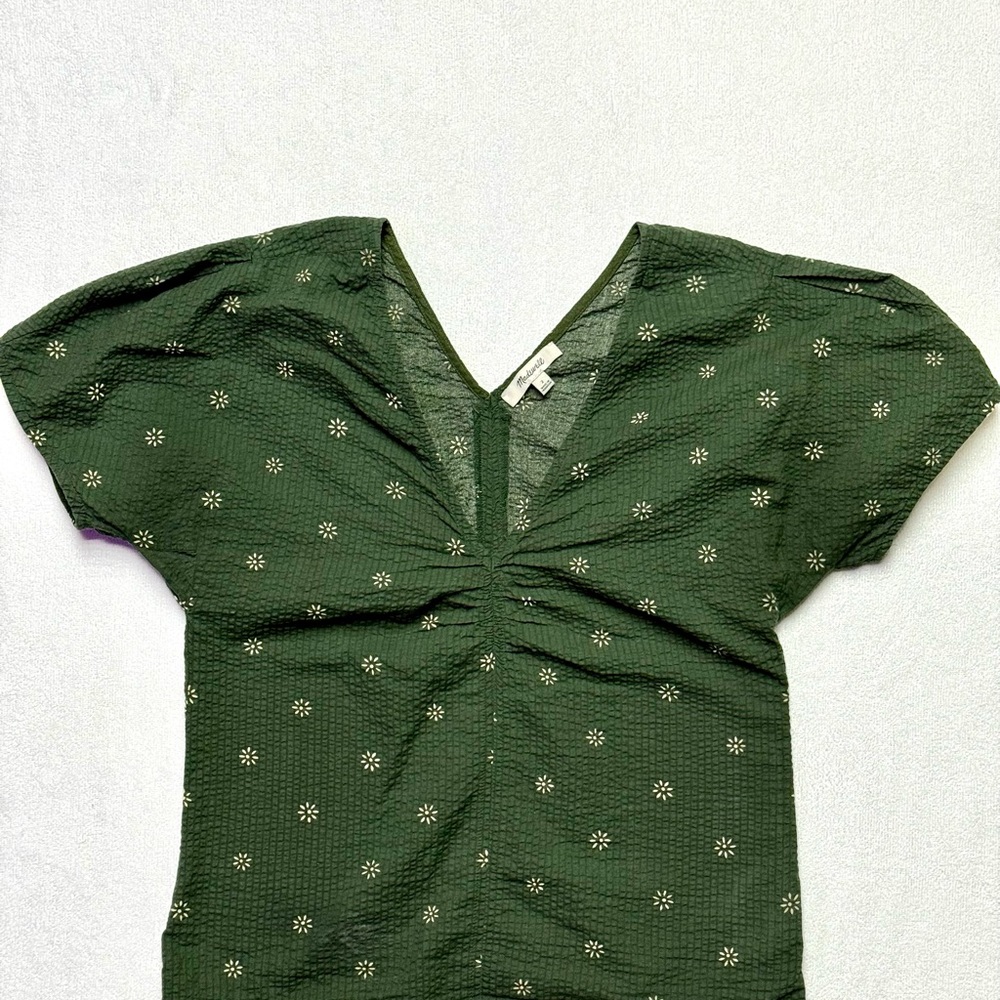Madewell Dark Green Floral Blouse